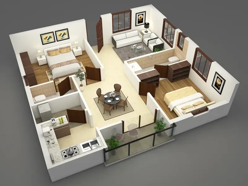 2 BHK Smart Luxury floor plan at TVS RR Nagar