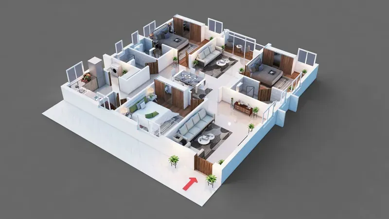 3 BHK Smart Luxury floor plan at TVS RR Nagar